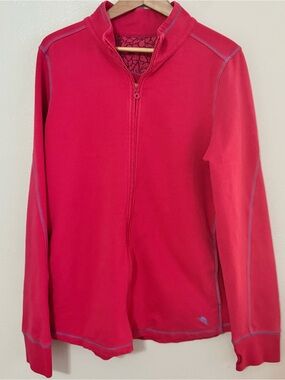 Tommy Bahama Pink Full Zip Active Jacket Contrast Stitching XL